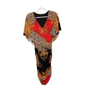 NWT Boston Proper Bodycon Dress XS Equestrian Animal Print Baroque Gold Chain